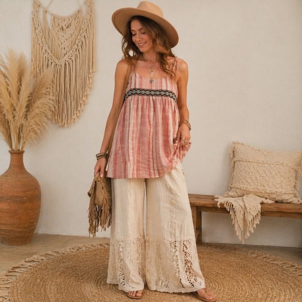L Love Halter Top NWT Stripe Aztec Detail Medium